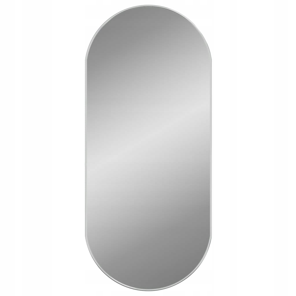 Lustro Ścienne 100x45 CM Srebrne Owalne Do Łazienki Przedpokoju