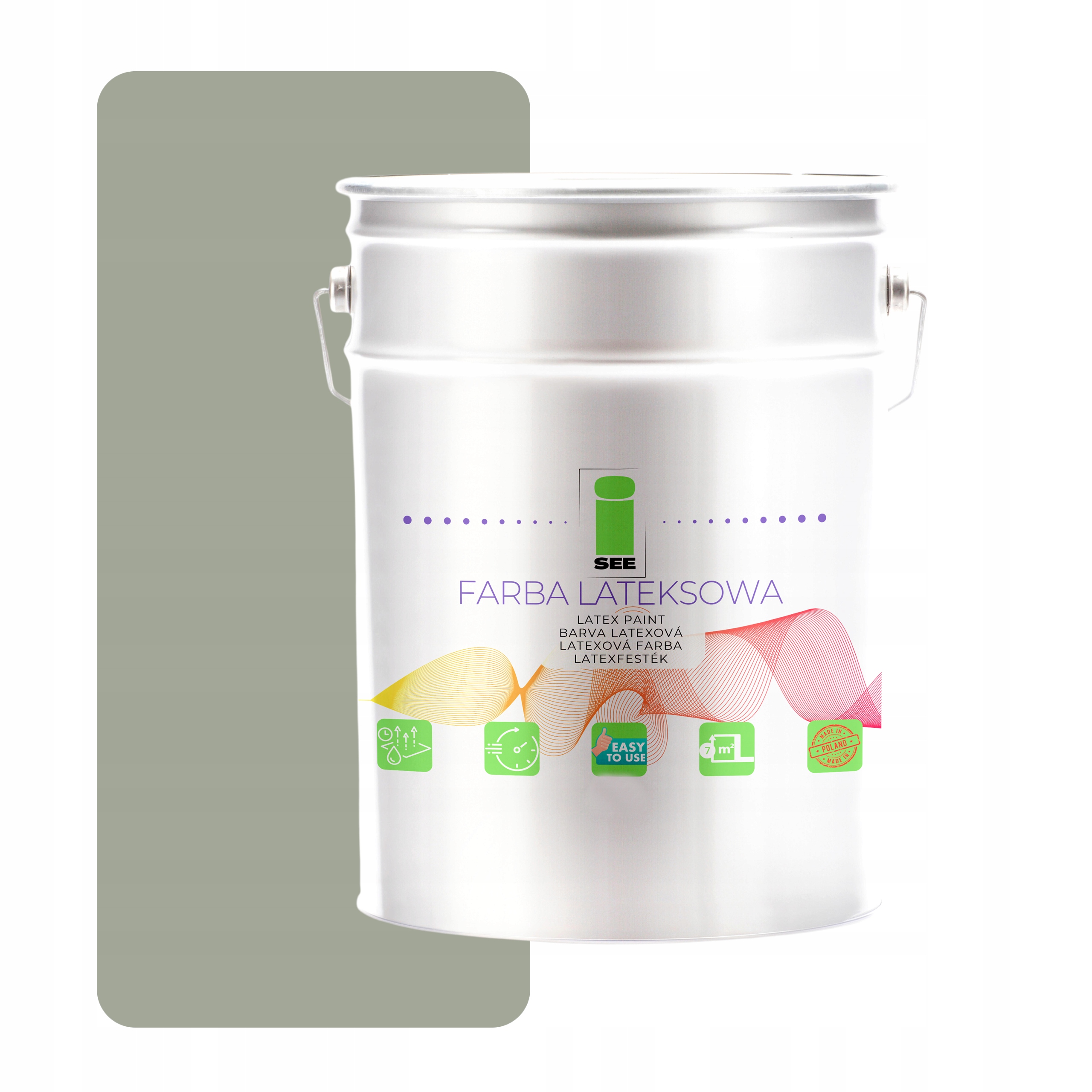 Latexová Farba Na Steny Priedušná Sivá Šalviová 10L Hypoalergénna