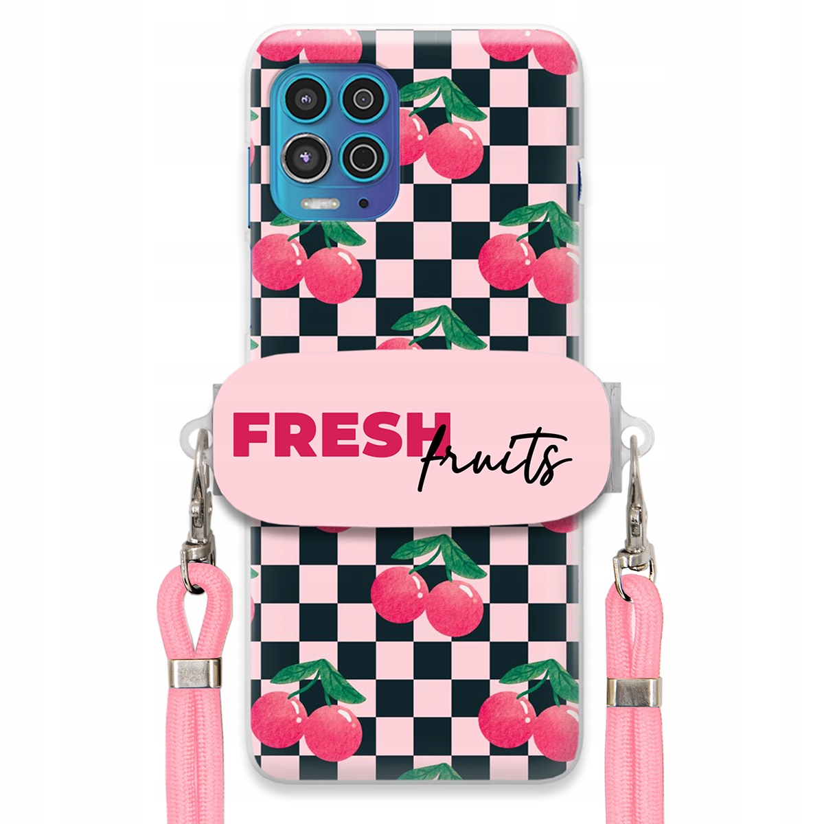 Puzdro pre Motorola Edge S Crossbody držiak šachovnice Fresh Fruits
