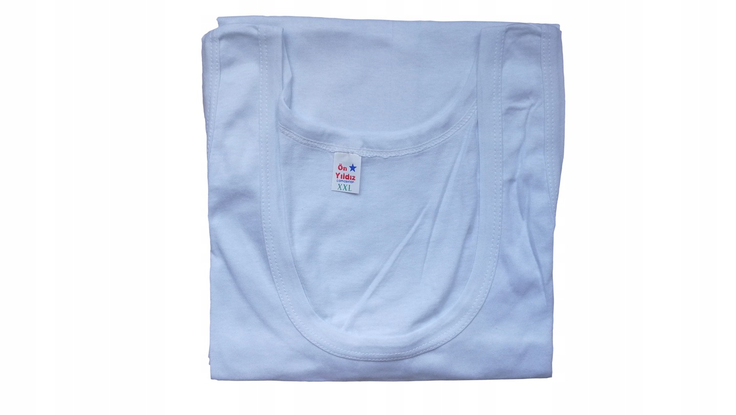 PODKOSZULKA KOSZULKA MĘSKA 100 % BAWEŁNA GŁADKA BIAŁA OKRĄGŁY - 4XL Rozmiar 4XL