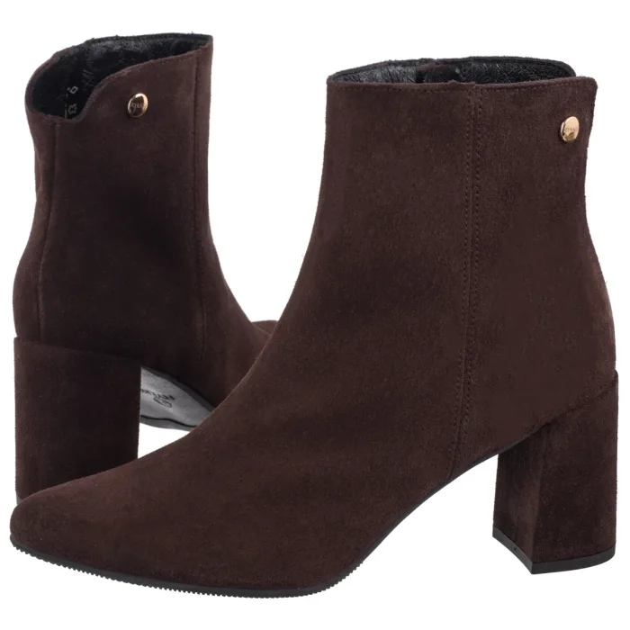 Dámské Kožené Boty Kotníkové Boty na Podpatku Ryłko Bordó F7VL2_T4 _8TZ