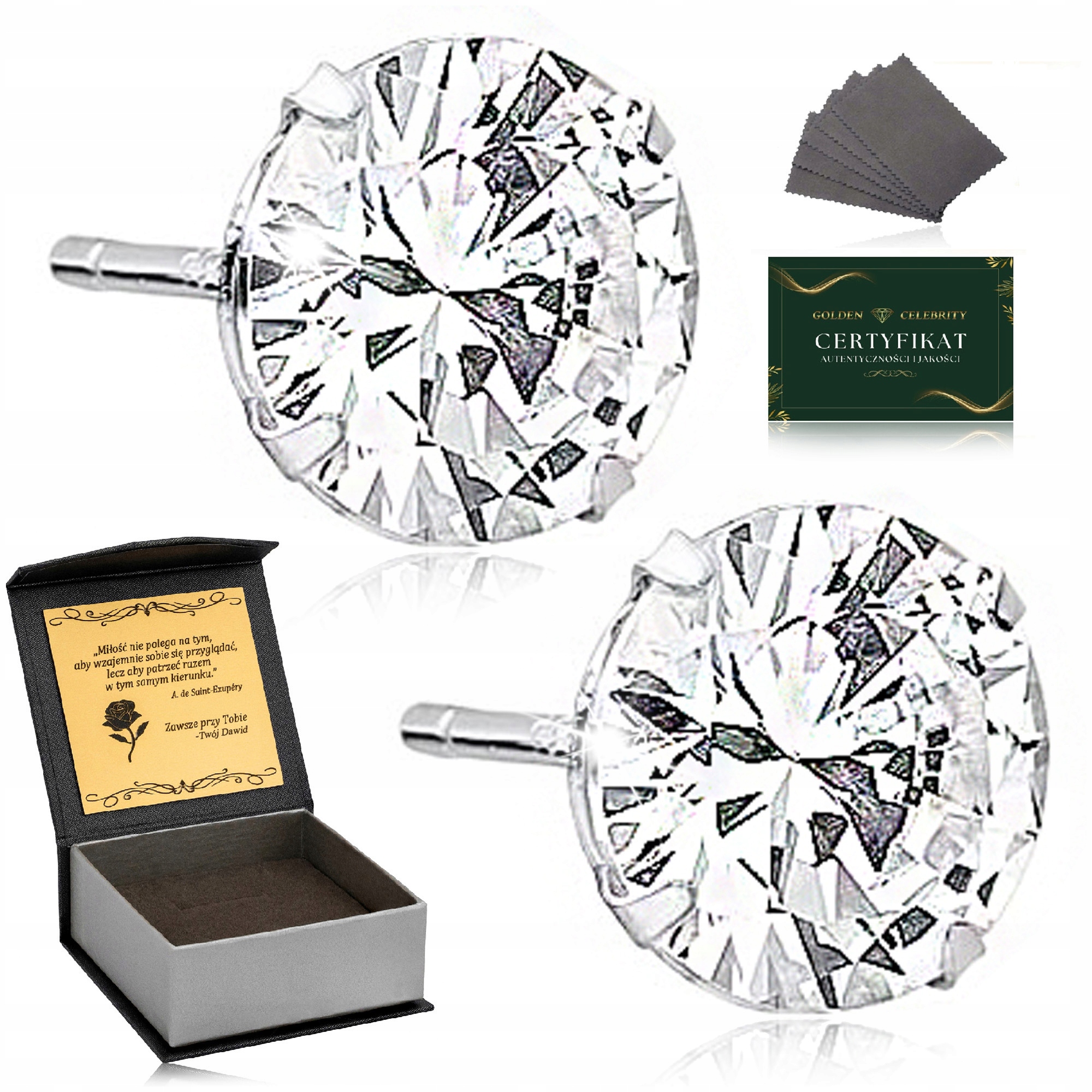 Stříbrné Dámské Náušnice Ryzost 925 Zirkon Kulaté 8 MM Krabička Gravírování