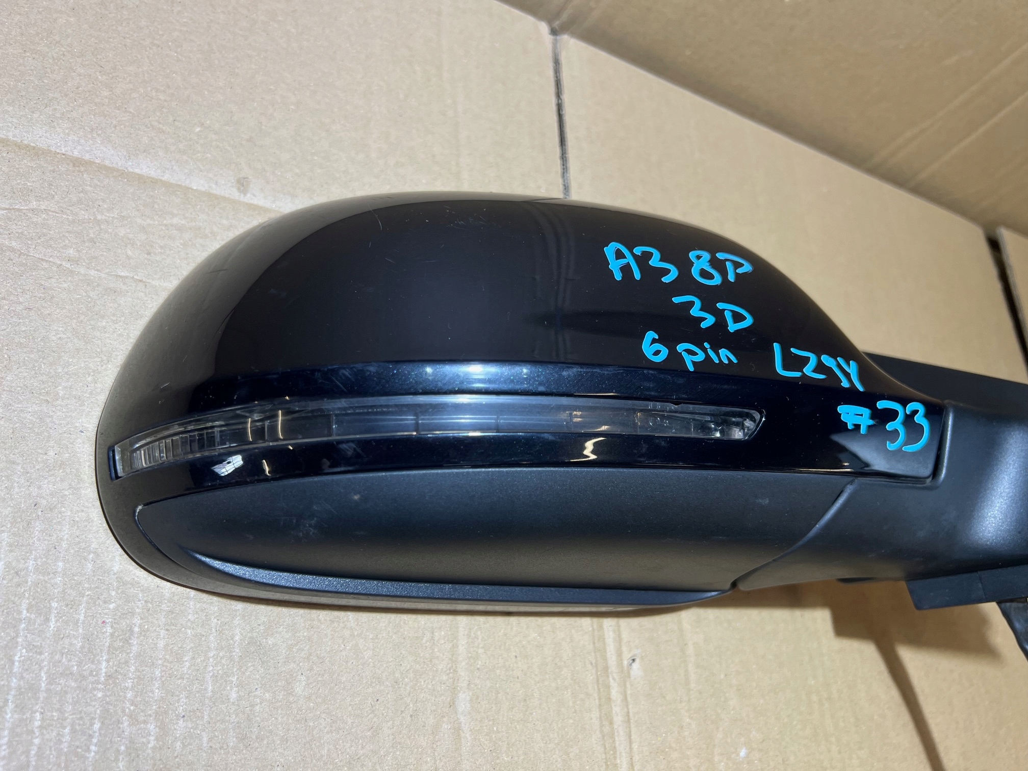 AUDI A3 8P 3D LIFT mirror right 6 PIN LZ9Y UK