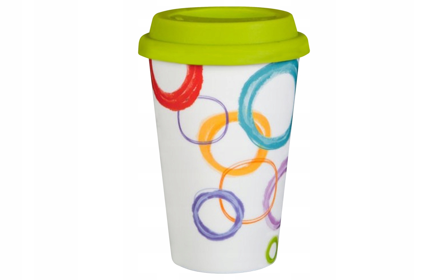 

Kubek porcelanowy 400ml Koła zielona pokrywa silik