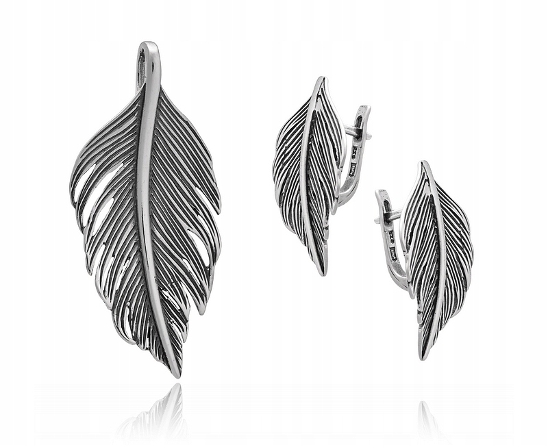 Stříbrné Dámské Náušnice Anglické Peříčka 925