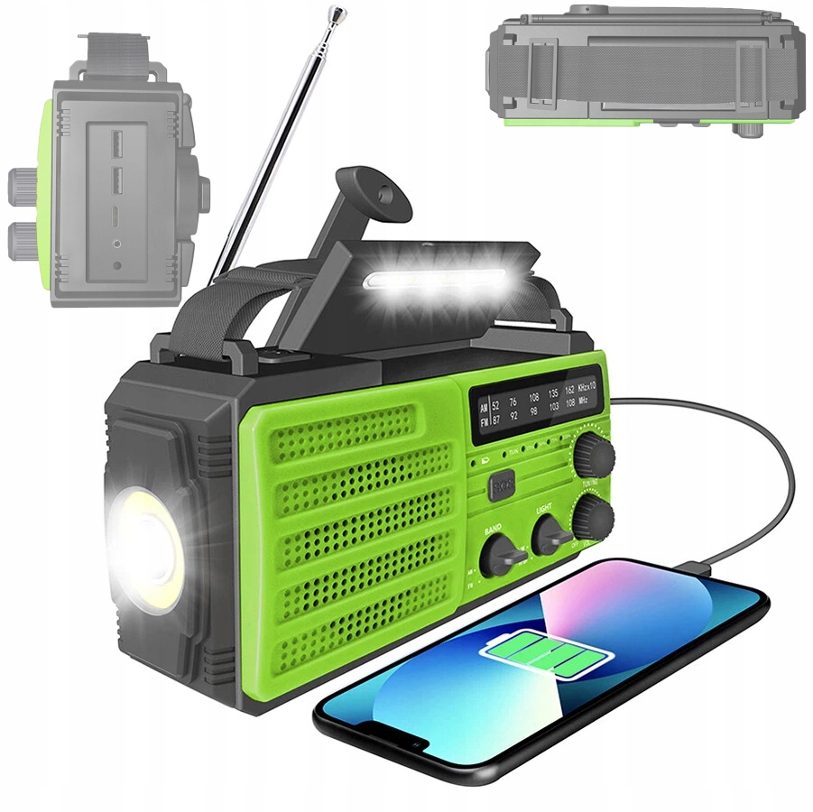 Přenosné Rádio Fm Am Solární Stavební Svítilna Powerbank S Sos larmem