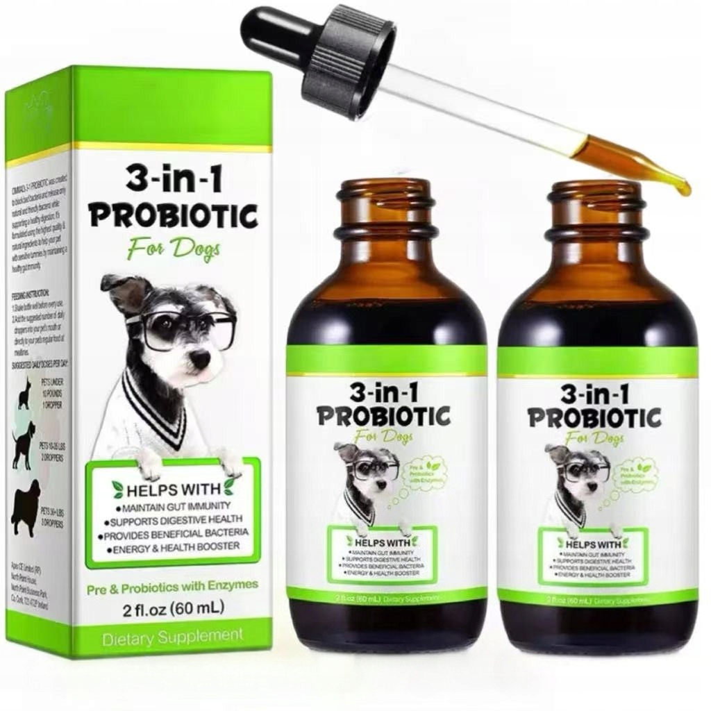 Levně 3v1 probiotika pro psy na podporu trávení, doplňky stravy pro domácí mazlíčky 2 ks