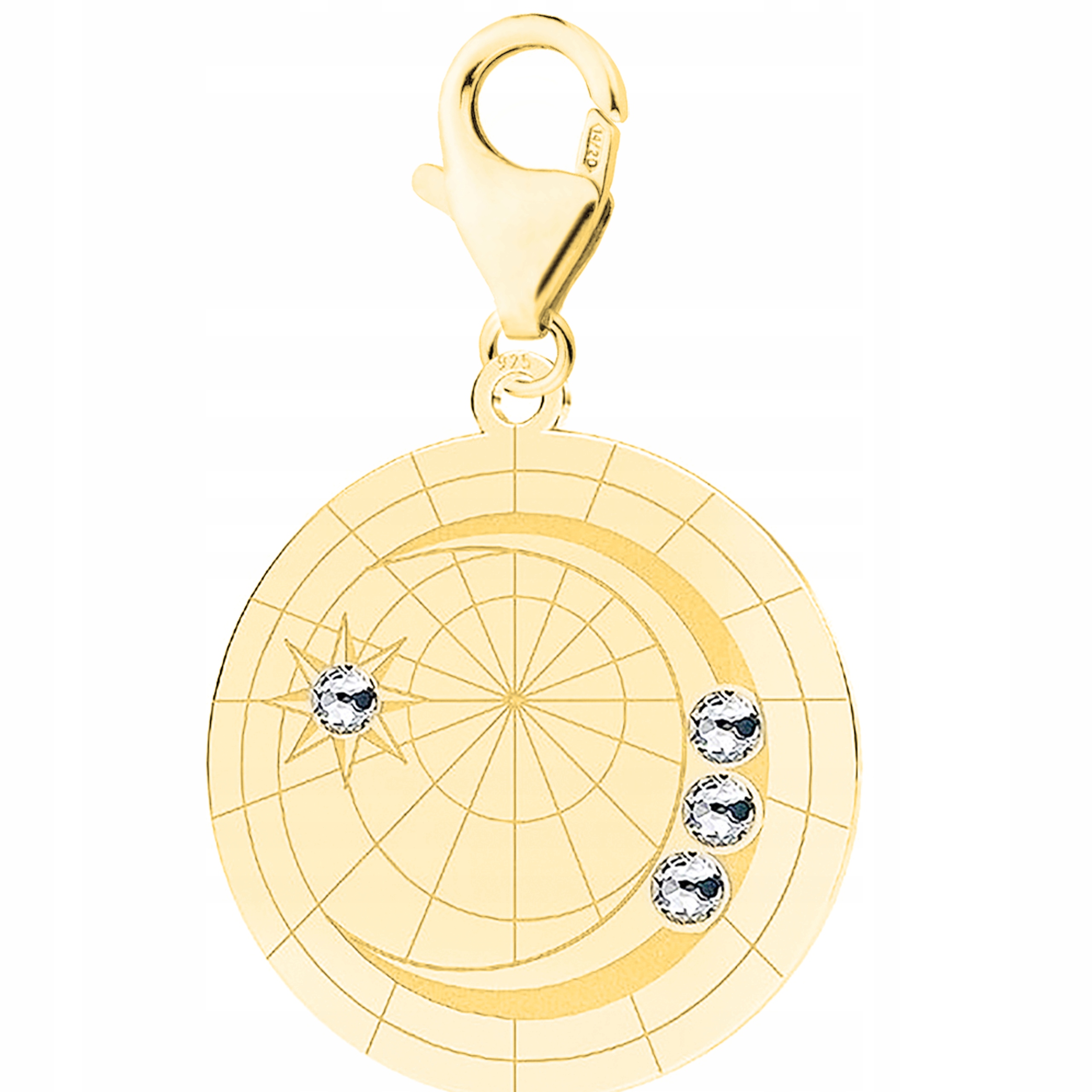 Zlatý přívěsek Měsíc se Zirkony a stříbro