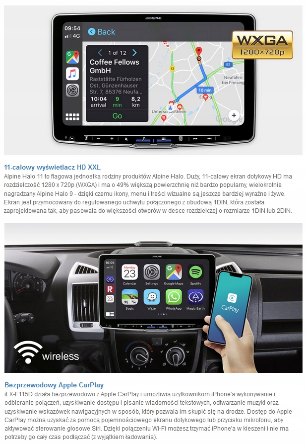ALPINE ILX-F115D CARPLAY ANDROID-AUTO 11-CALI, HIT Radio informacja RDS pasmo AM pasmo FM radio cyfrowe DAB+