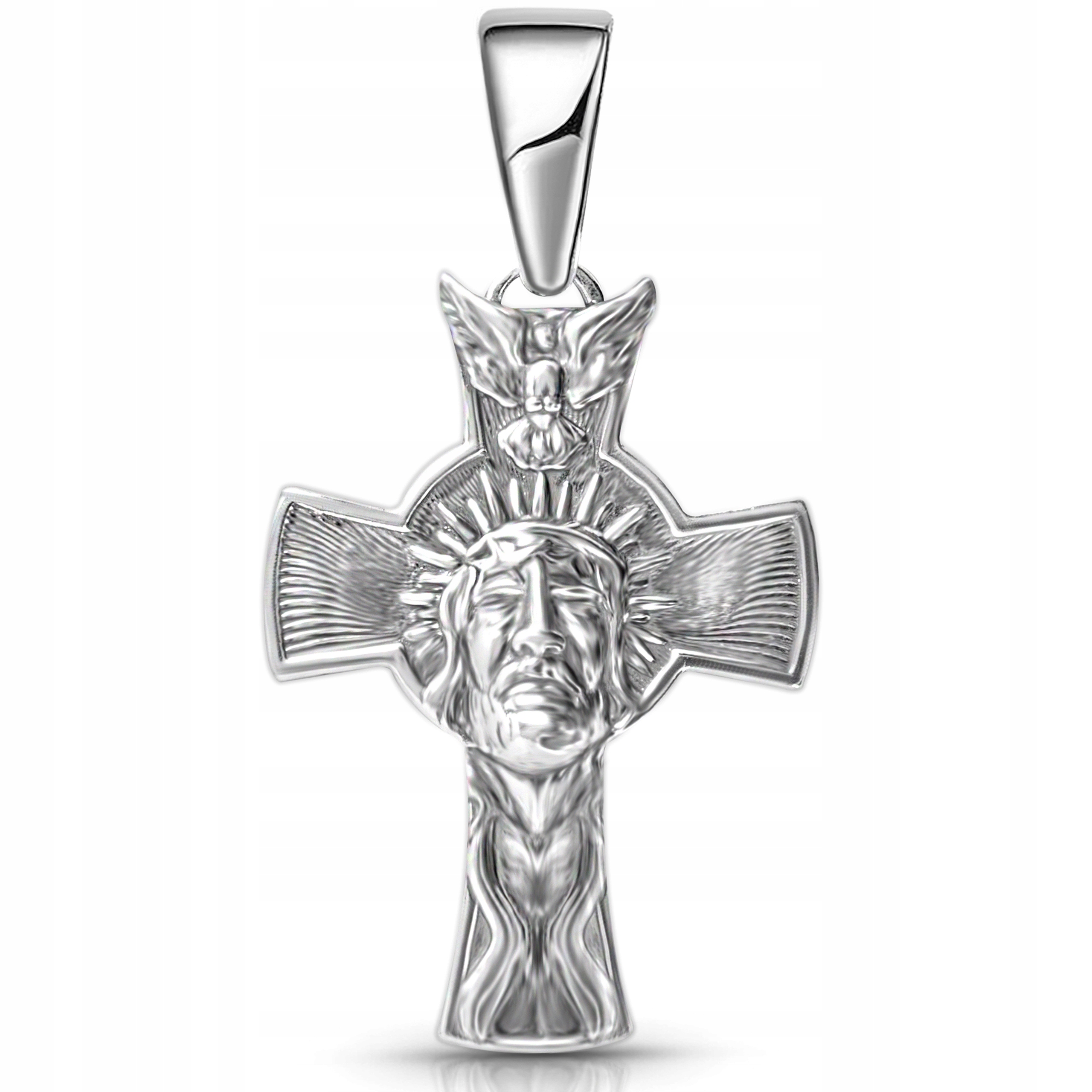 Stříbrný velký pánský křížek s Ježíškem, vyobrazení obličeje, stříbro 925