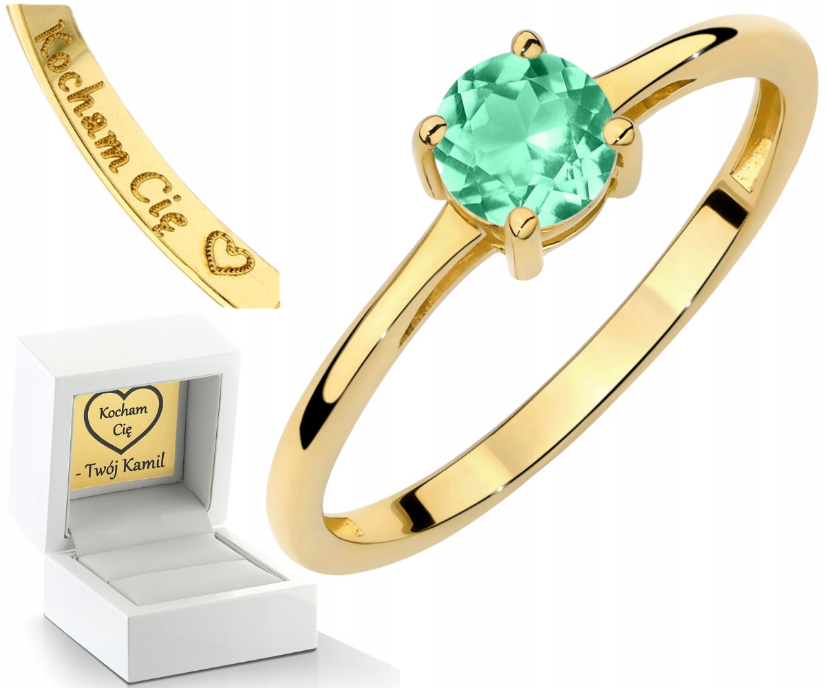 Zlatý Prstýnek Elegantní Zelený Kámen Smaragd Zlato 585