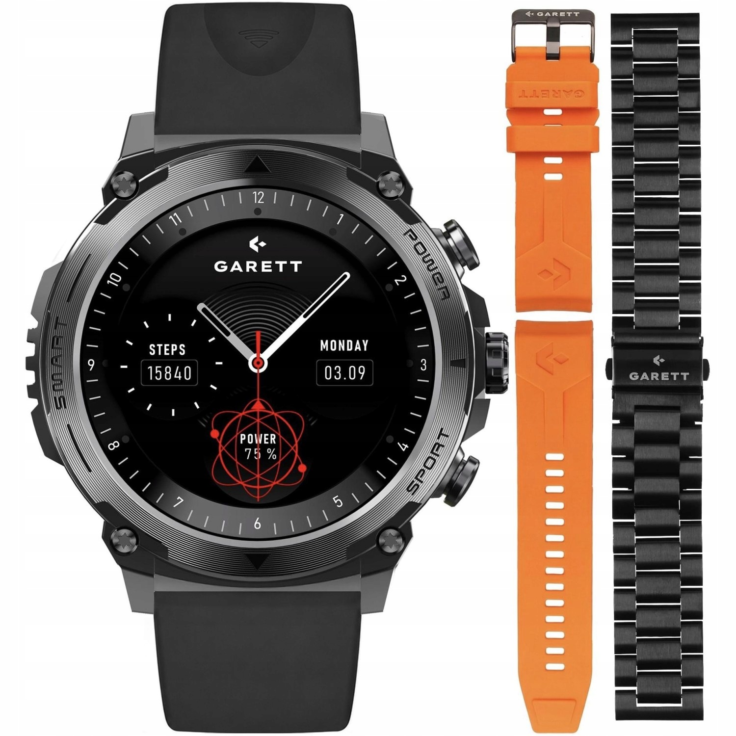 Chytré Hodinky Pánský Garett 5904238486856-PAY-BLACK černý pásek