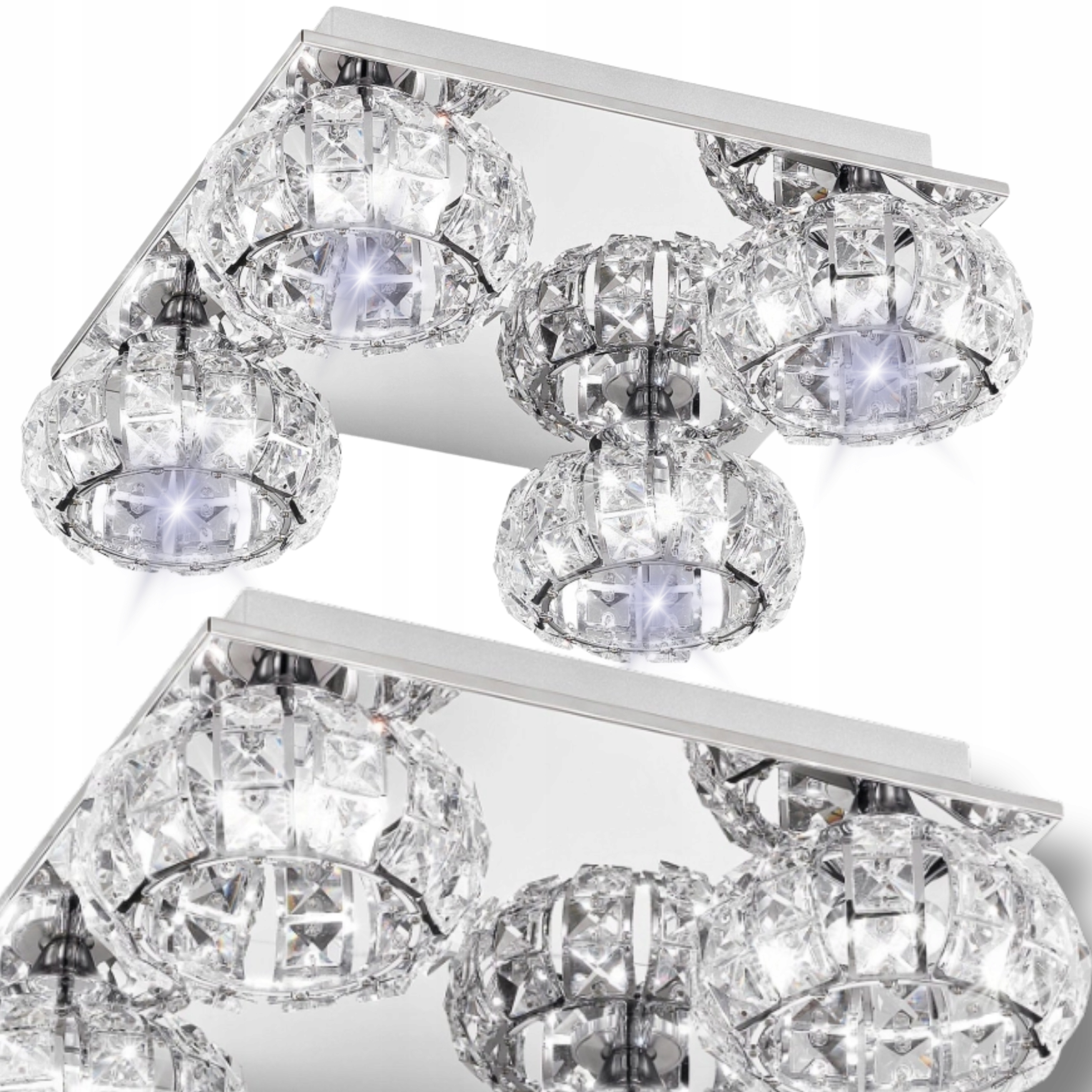 Duży Żyrandol Led Sufitowy Luksusowy Kryształy Glamour Eglo Neutralny