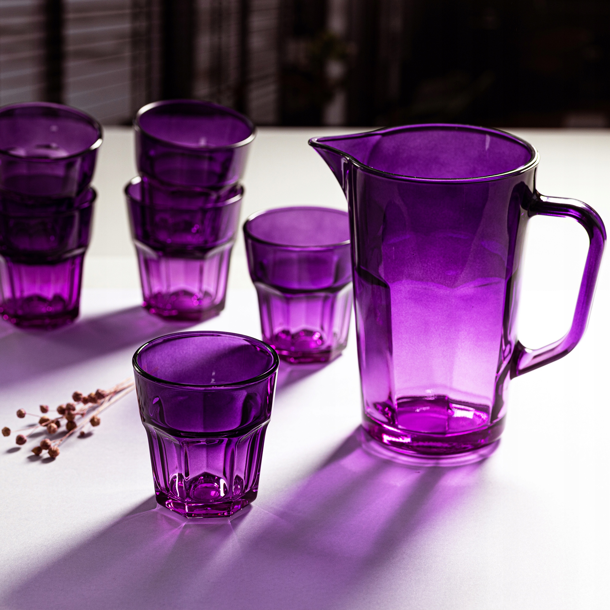 SZKLANKI Na Napoje Soki KOMPLET 6x280 ml OMBRE Fioletowe NA PRZYJĘCIE Pojemność 280 ml