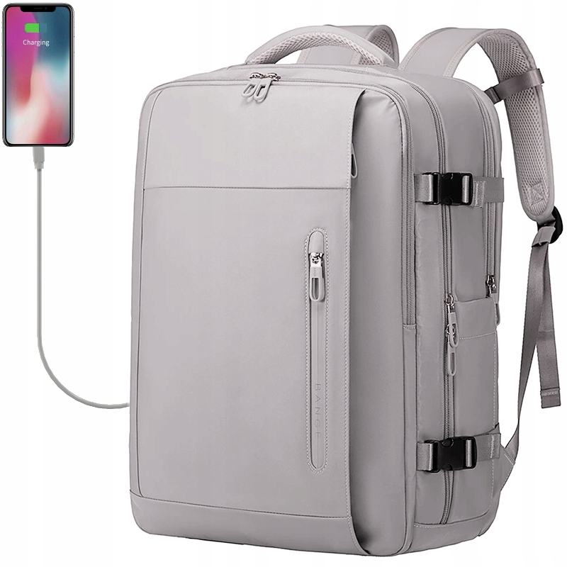 Damski Plecak Bange na laptopa 17,3 1801 bagaż podręczny z Usb szary fiolet