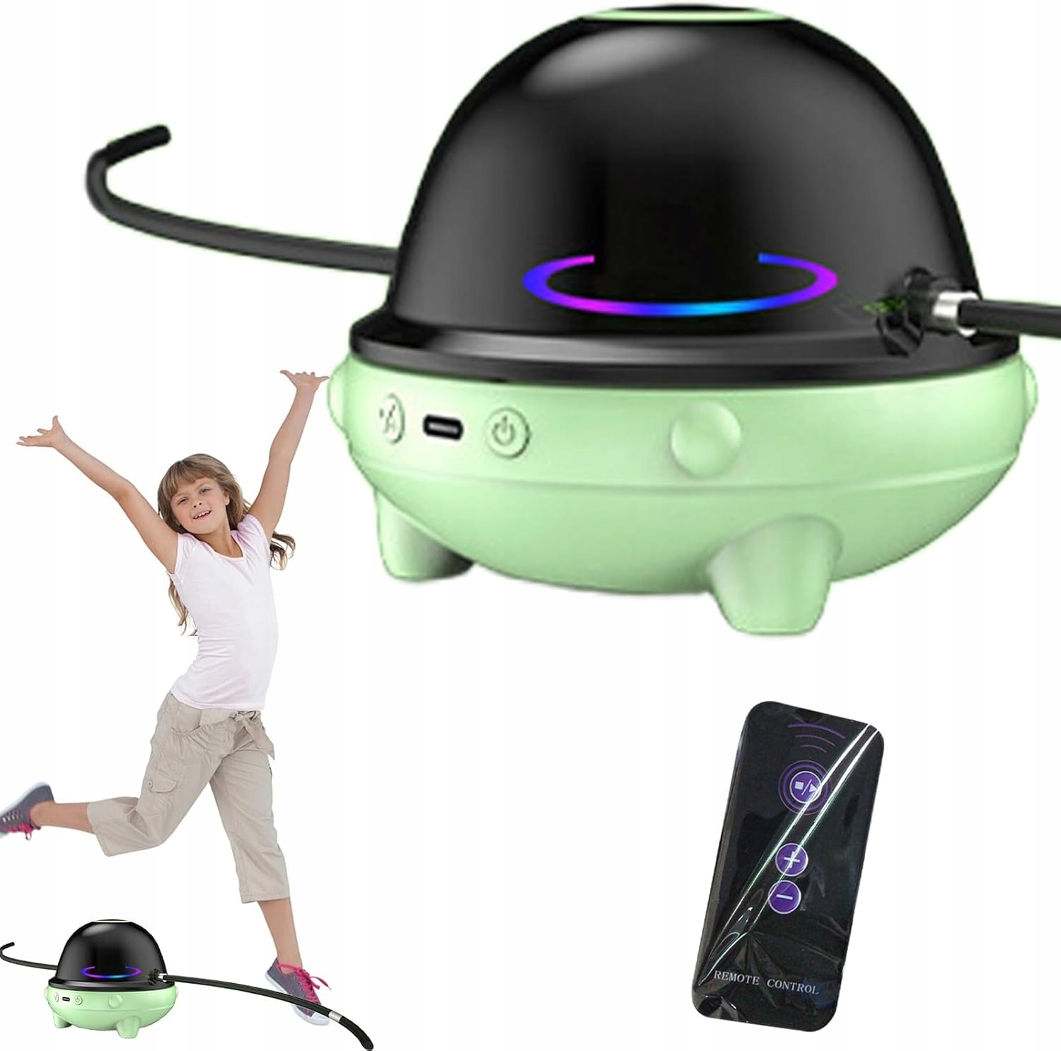 Skakanka Elektryczna Muzyczna Z Licznikiem Bluetooth Led Głośnik Zielona