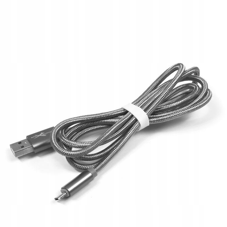 

Kabel pleciony micro Usb do telefonu 1.2 m srebrny