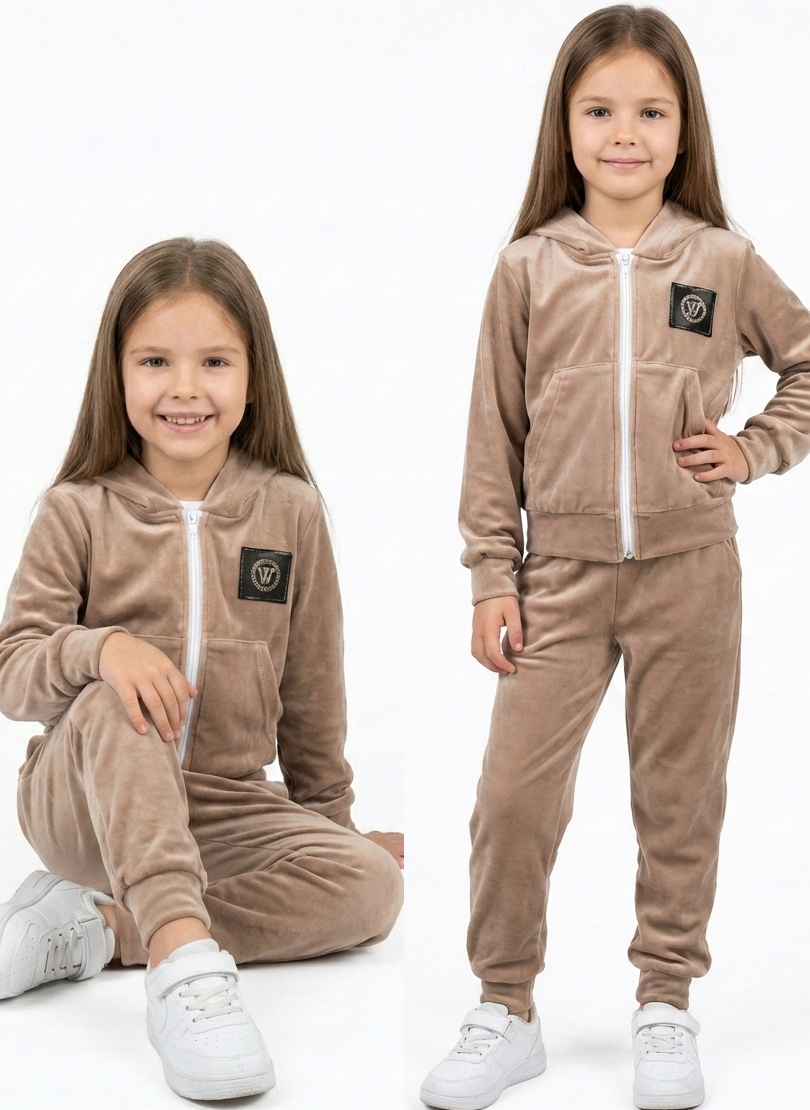 Dres Dziewczęcy 122 Sportowy Welur bluza spodnie Komplet welurowy zestaw