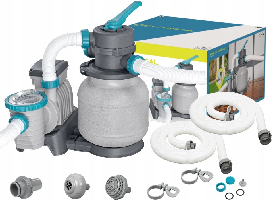 Mocna Pompa Piaskowa Filtr Do Basenu Bestway 58497 6056 L/h Złączki Węże