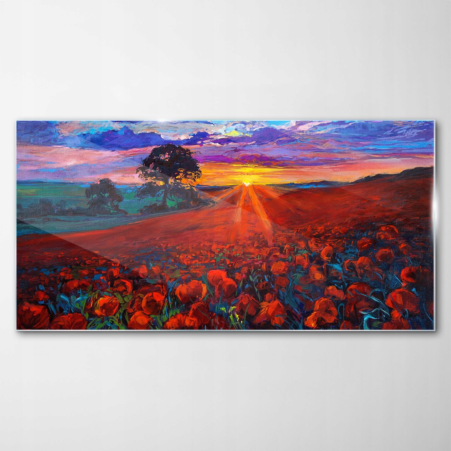

Obraz Szklany Dekor Łąka Maki Krajobraz 120x60