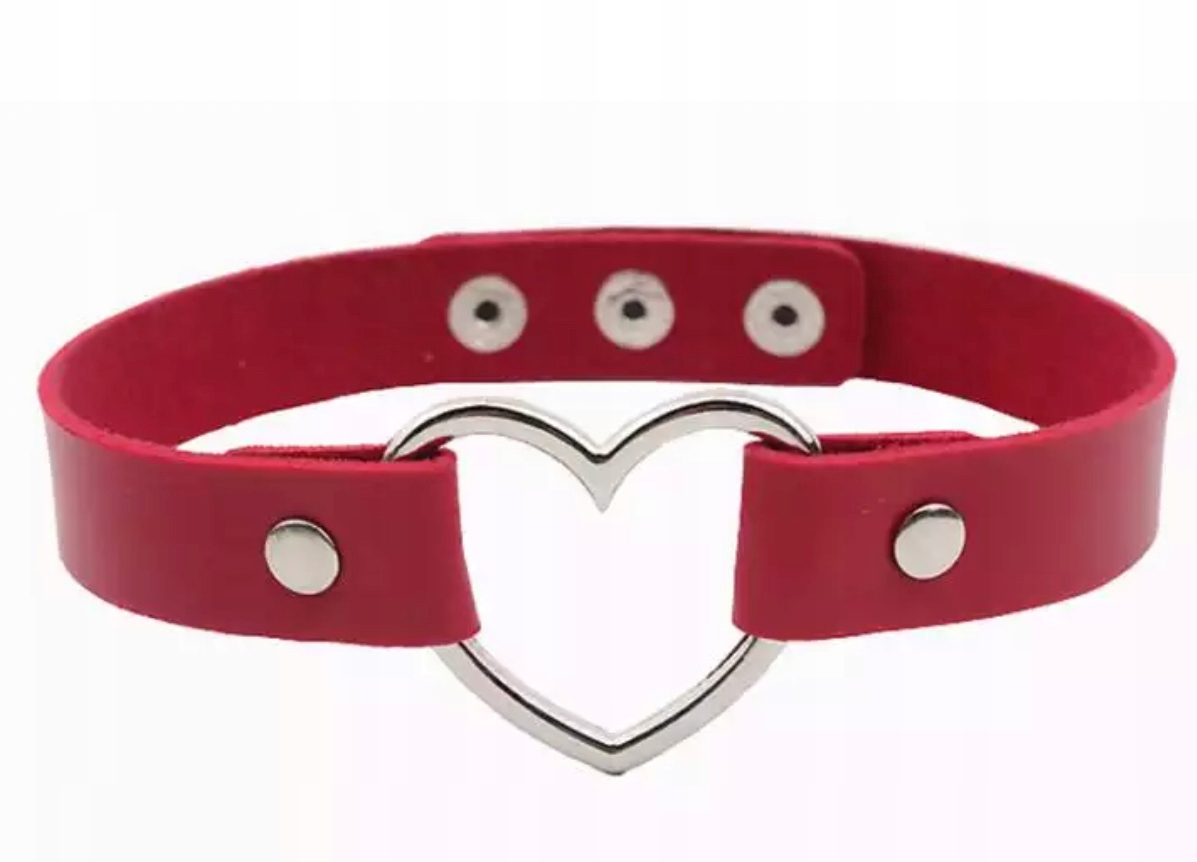 

Naszyjnik Choker Obroża Grunge Serce Czerwona