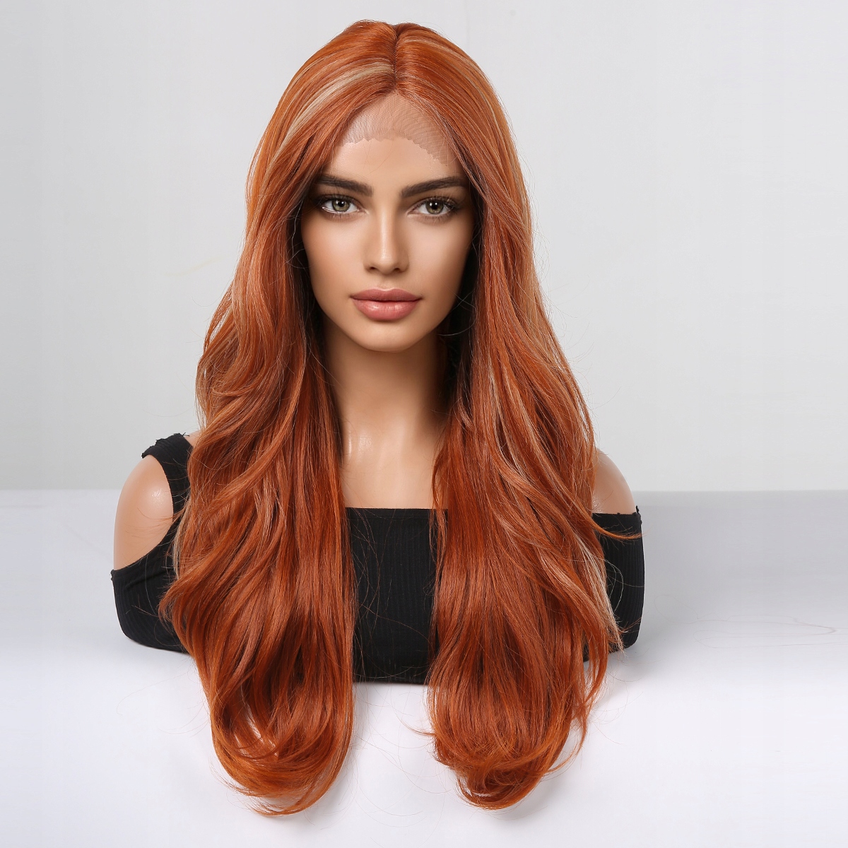 Pravá oranžová paruka Gloria se síťkou (lace front)