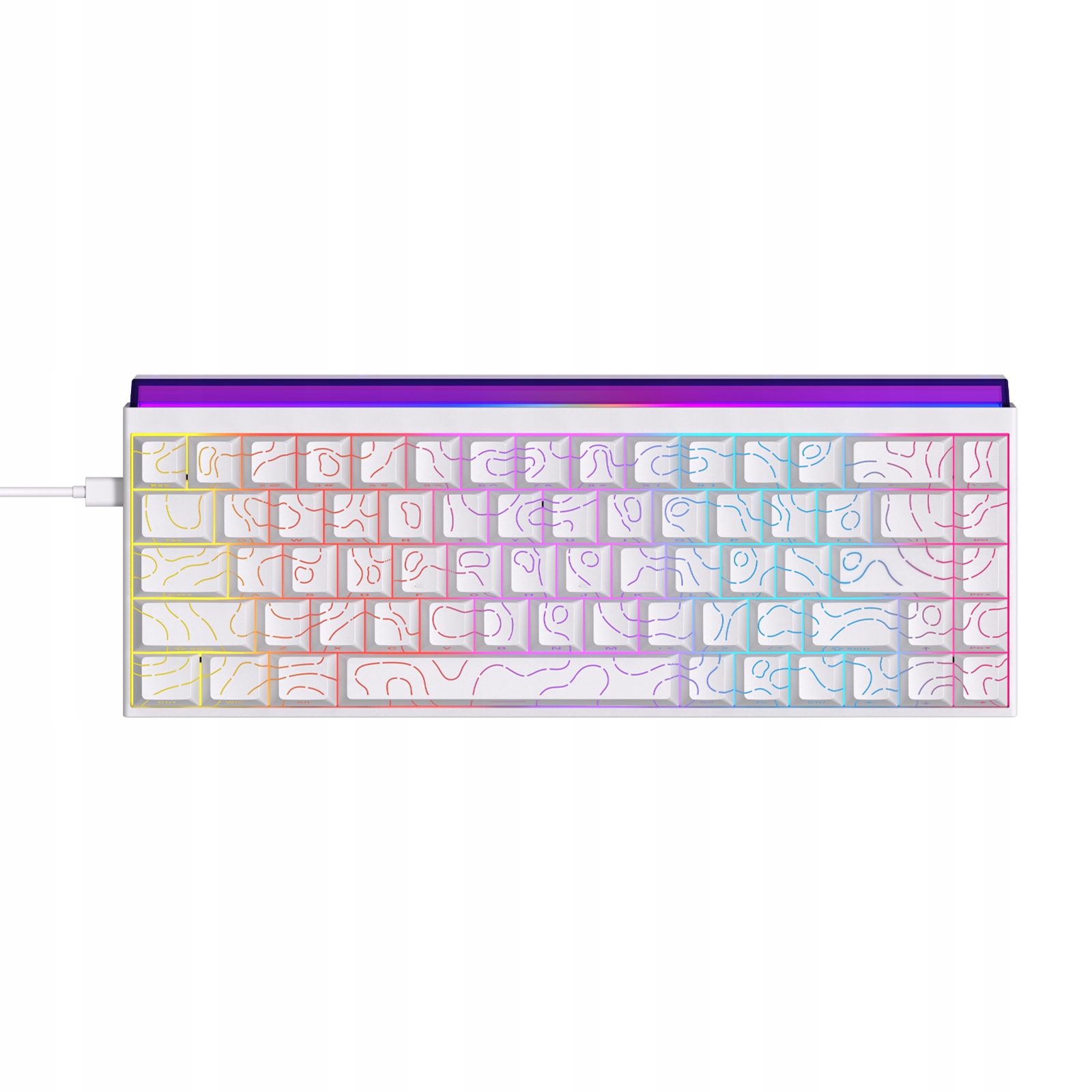 Klawiatura mechaniczna NK68 White Contour Pasek Fioletowy Rgb 60% Dla Gracz