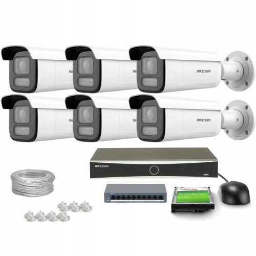 Sada monitorovania domu Ip 6x DS-2CD2643G2-LIZS2U 4Mpx Ir 60 m motozoom audio
