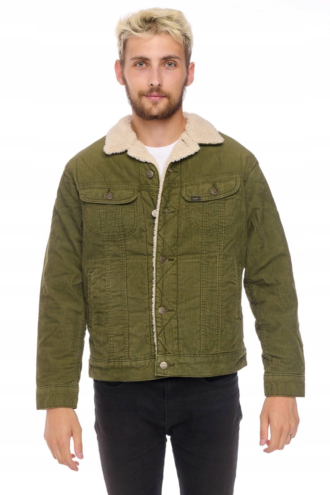 Pánská zimní bunda Lee Sherpa Jacket Olive Green L87AQM25 M