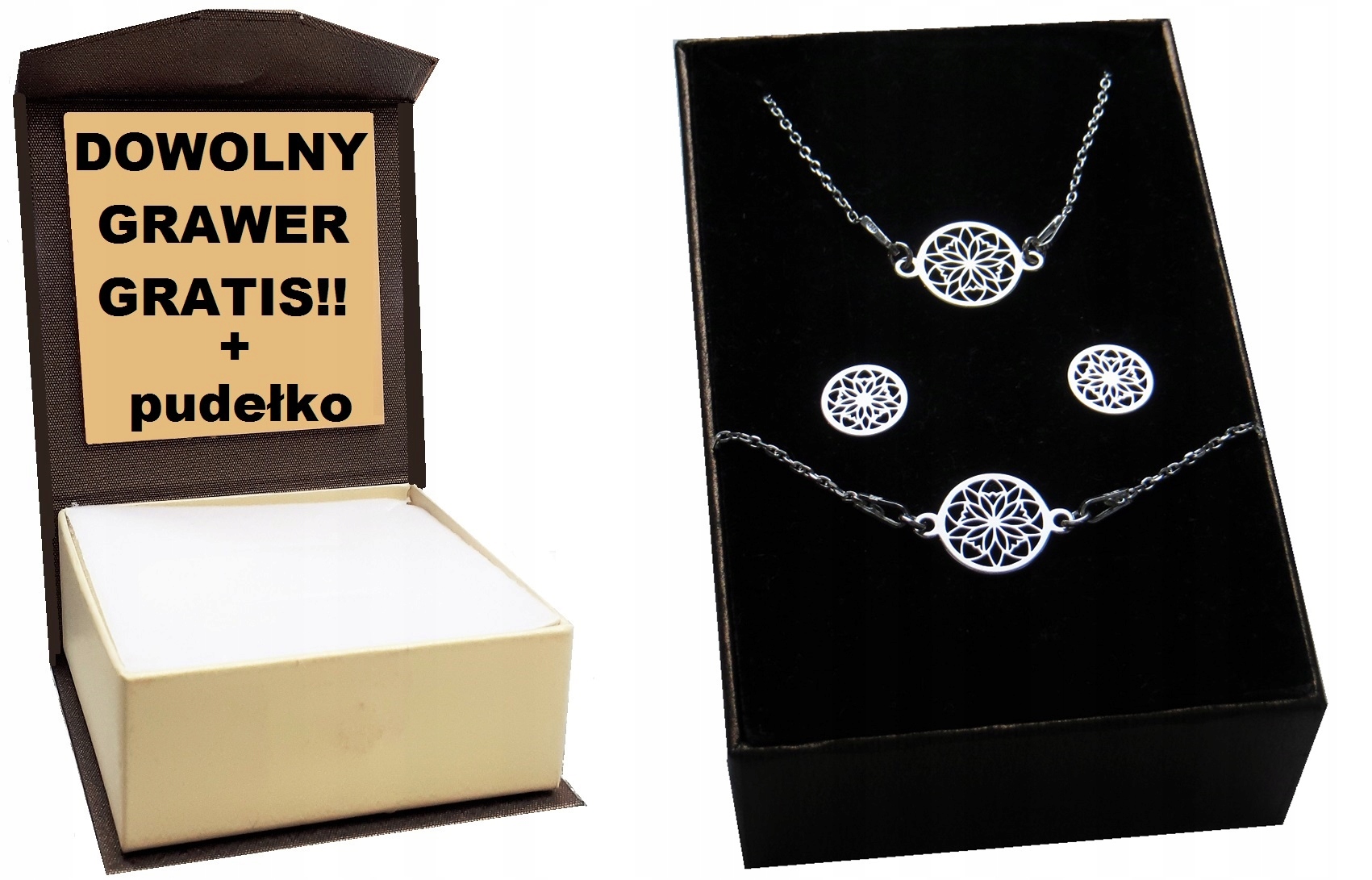 

Komplet Srebrny 925 Ażur Komunia Pudełko+grawer