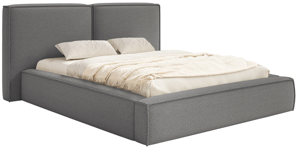 Čalouněná postel 200 x 200 cm Tilves s úložným prostorem tmavě šedá boucle