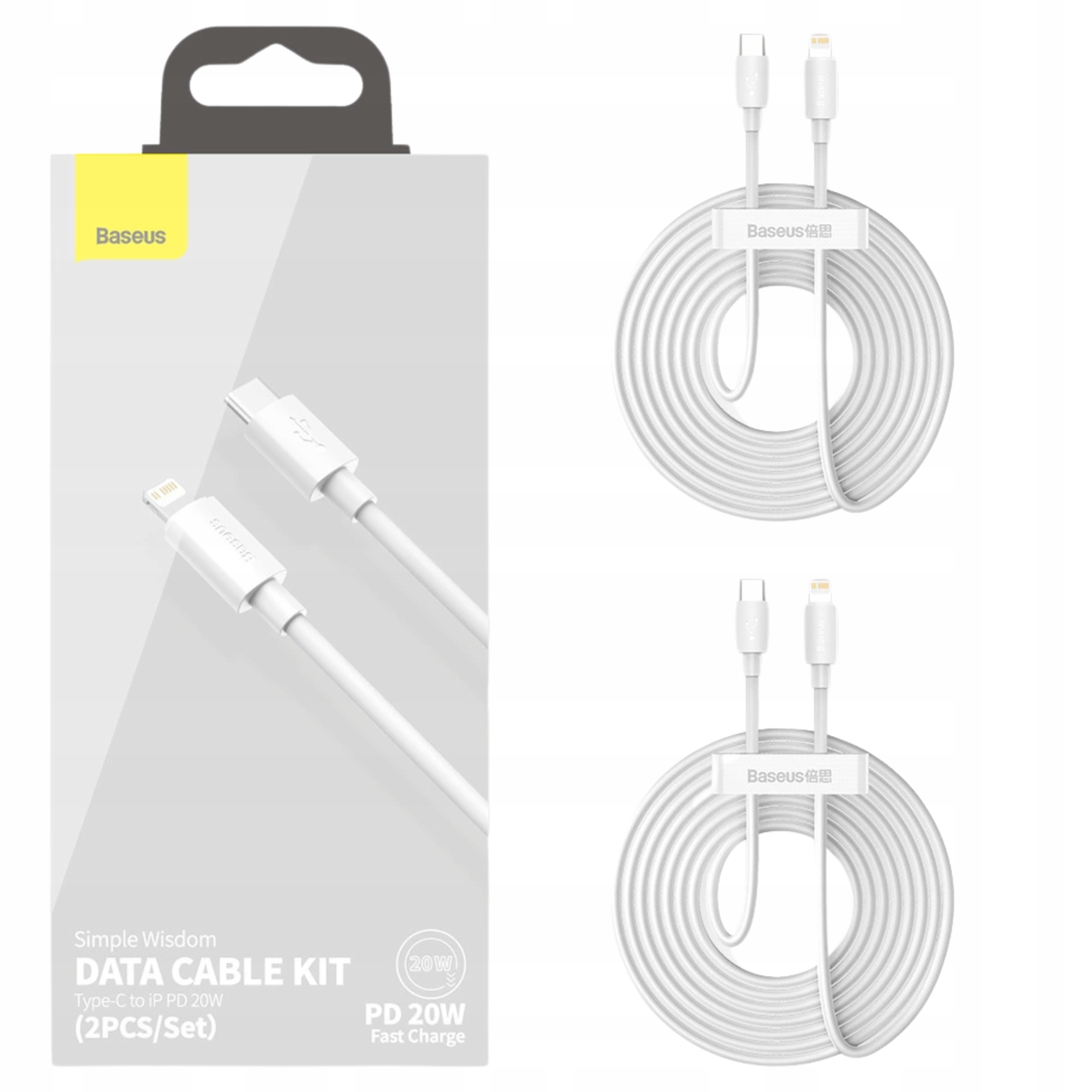 Baseus Kabel Usb-c Do Lightning 20W Do Iphone 11 12 13 14 1.5M 2SZT Zestaw