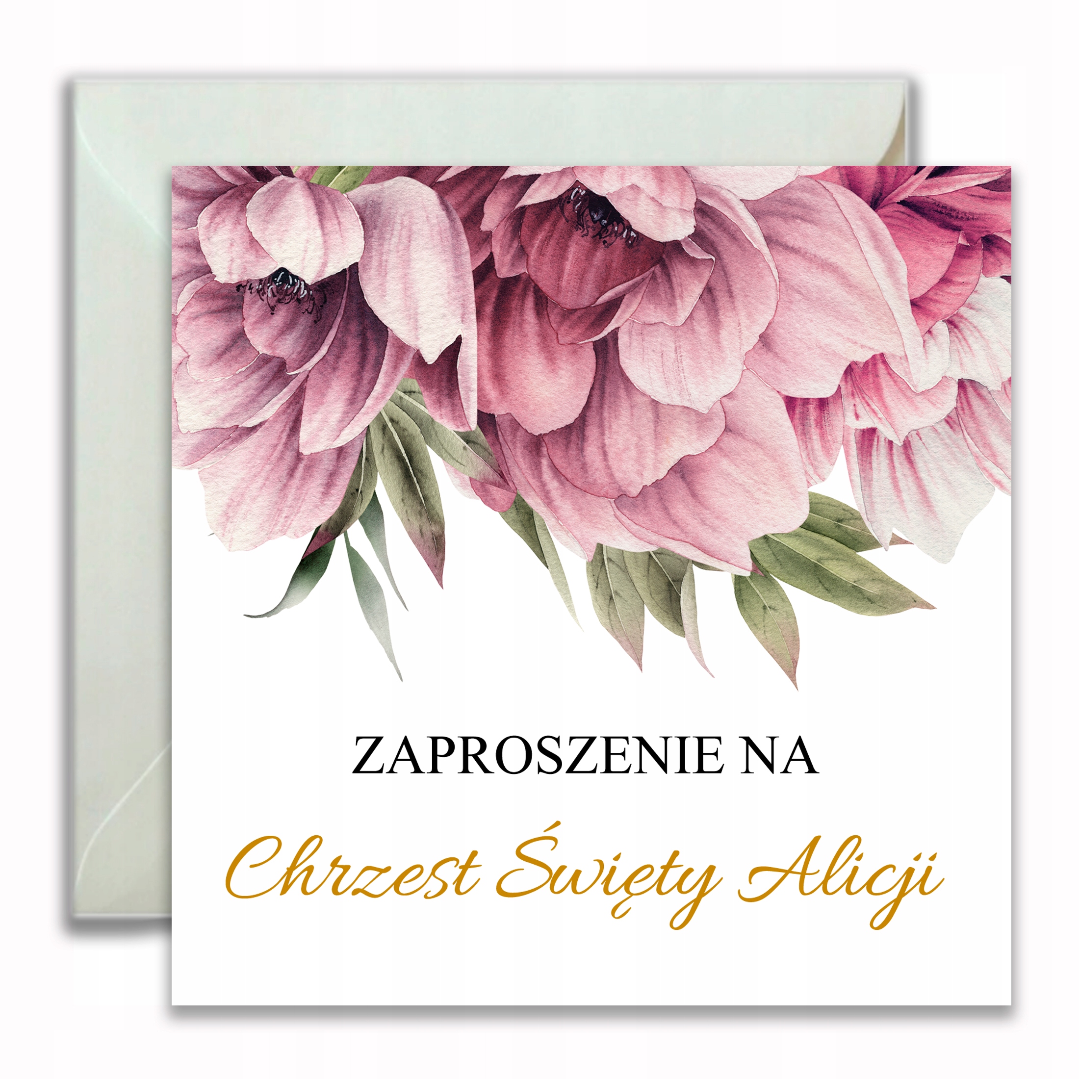 ZAPROSZENIA NA CHRZEST IMIĘ 10szt KWIATY 052