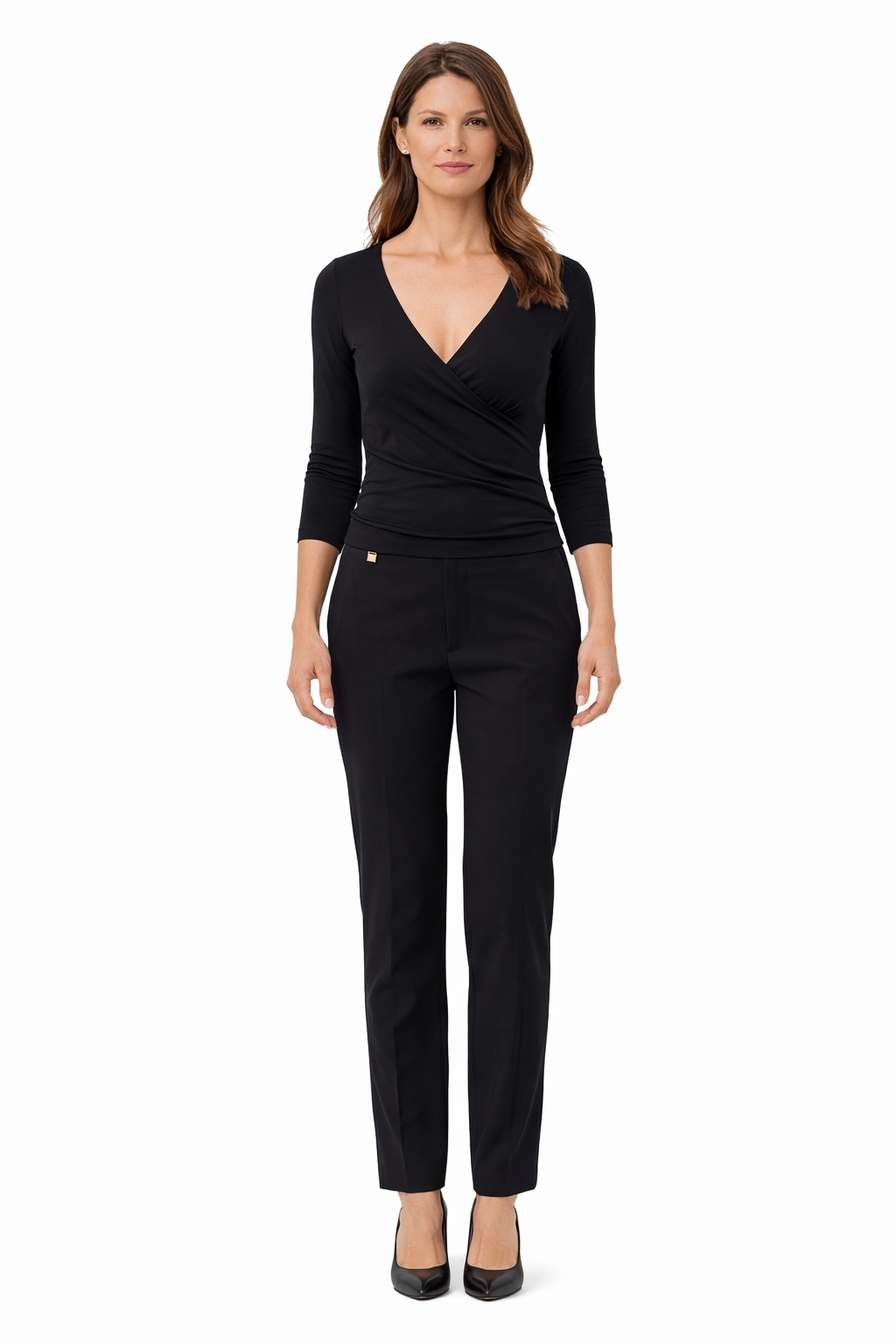 Lauren Ralph Lauren Černá Halenka S Výstřihem Do V A 3/4 Rukávem I3C