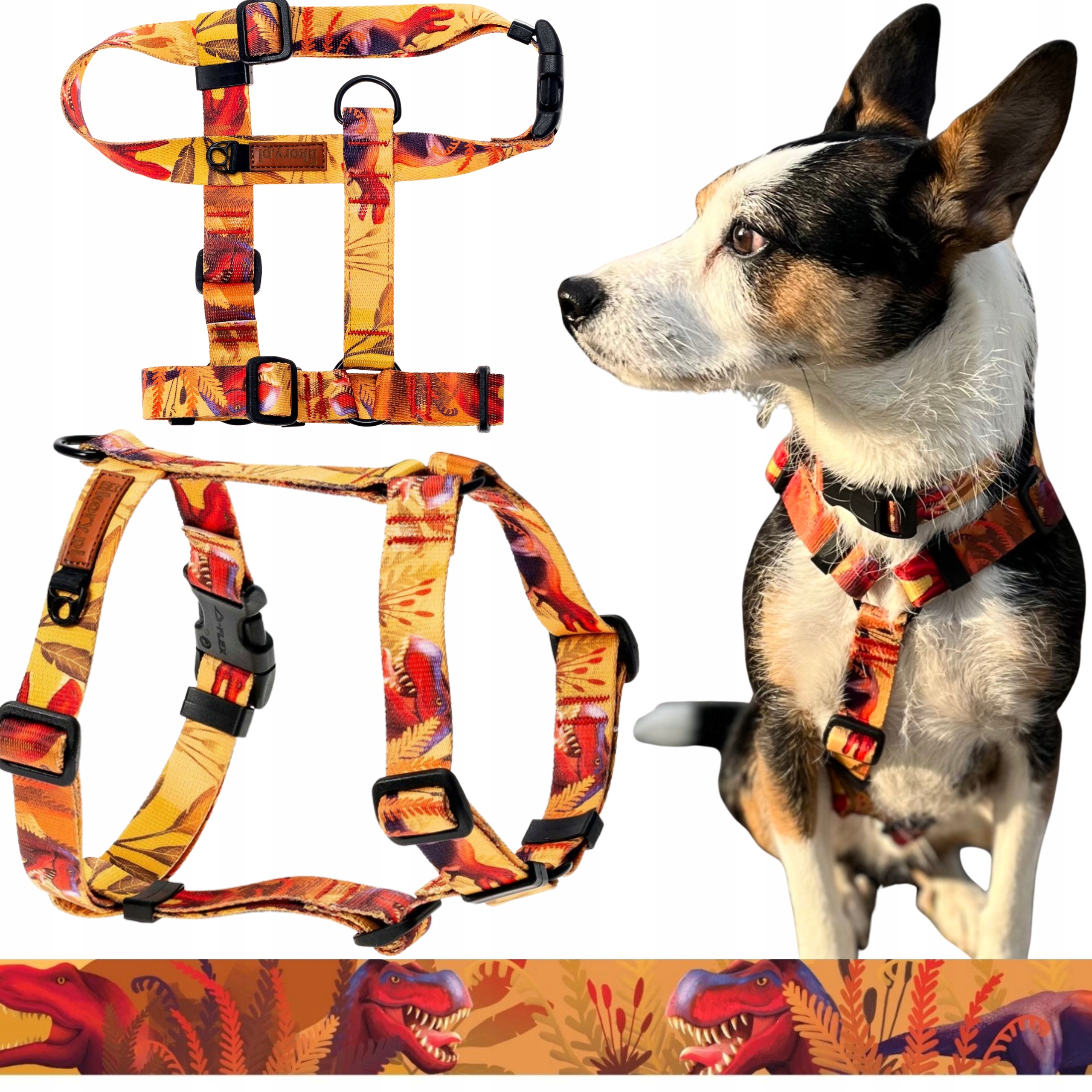 Levně Šle Guard plechovka pro aktivního psa teriéra M/L 25 mm Ukory Jurassic