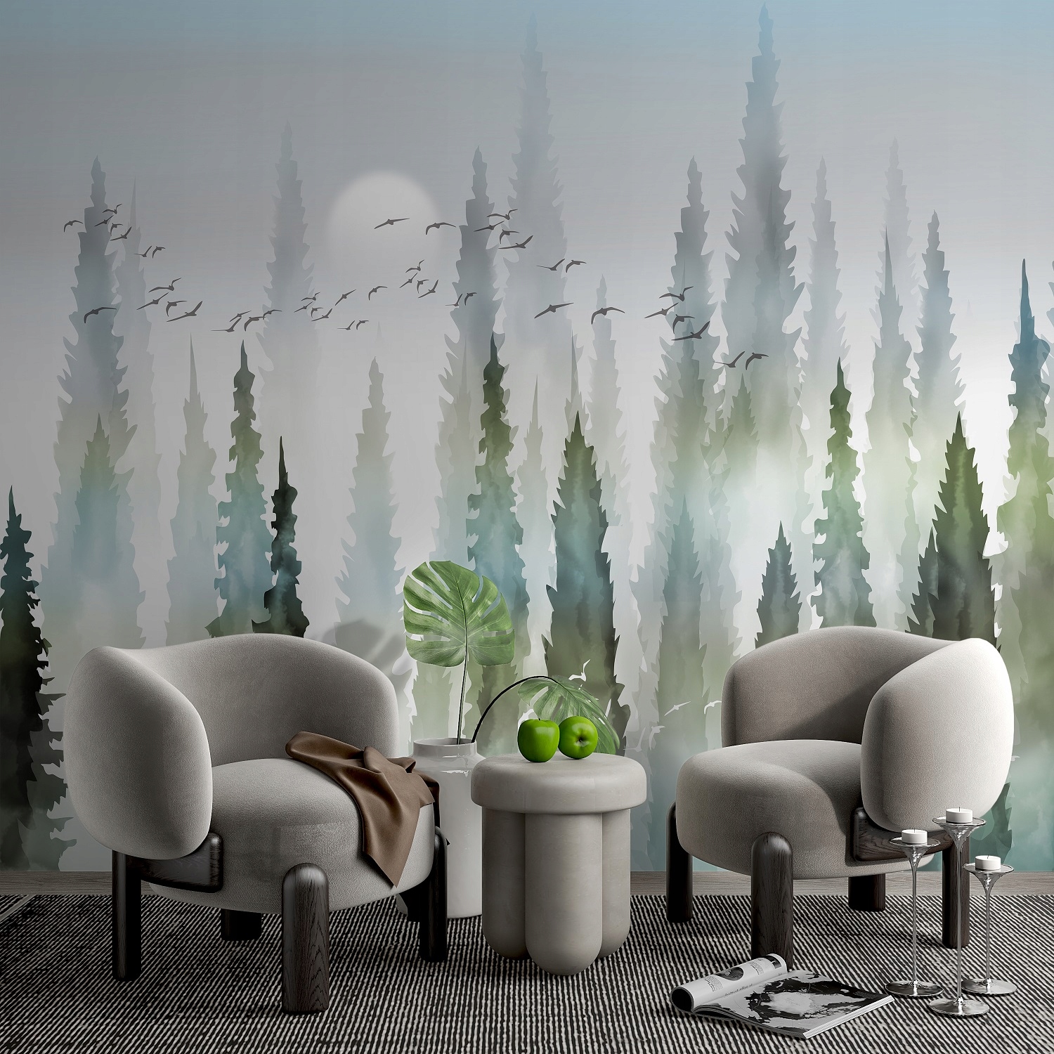 Fototapeta Vtáky nad lesom 300x250 vliesová 230 g