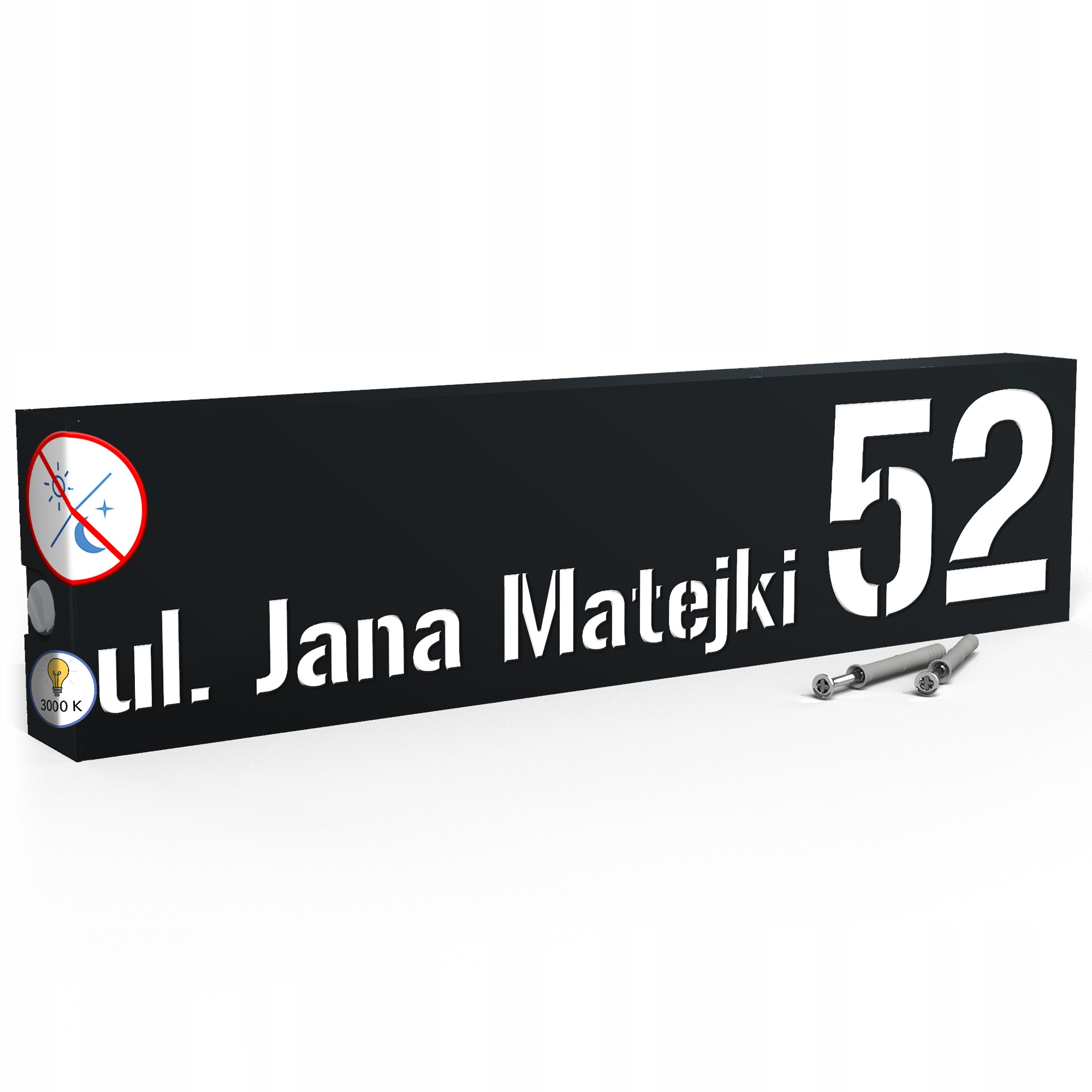 Led tabule 3000k 40x10 cm Teplá barva Číslo na dům Černá Led tabule