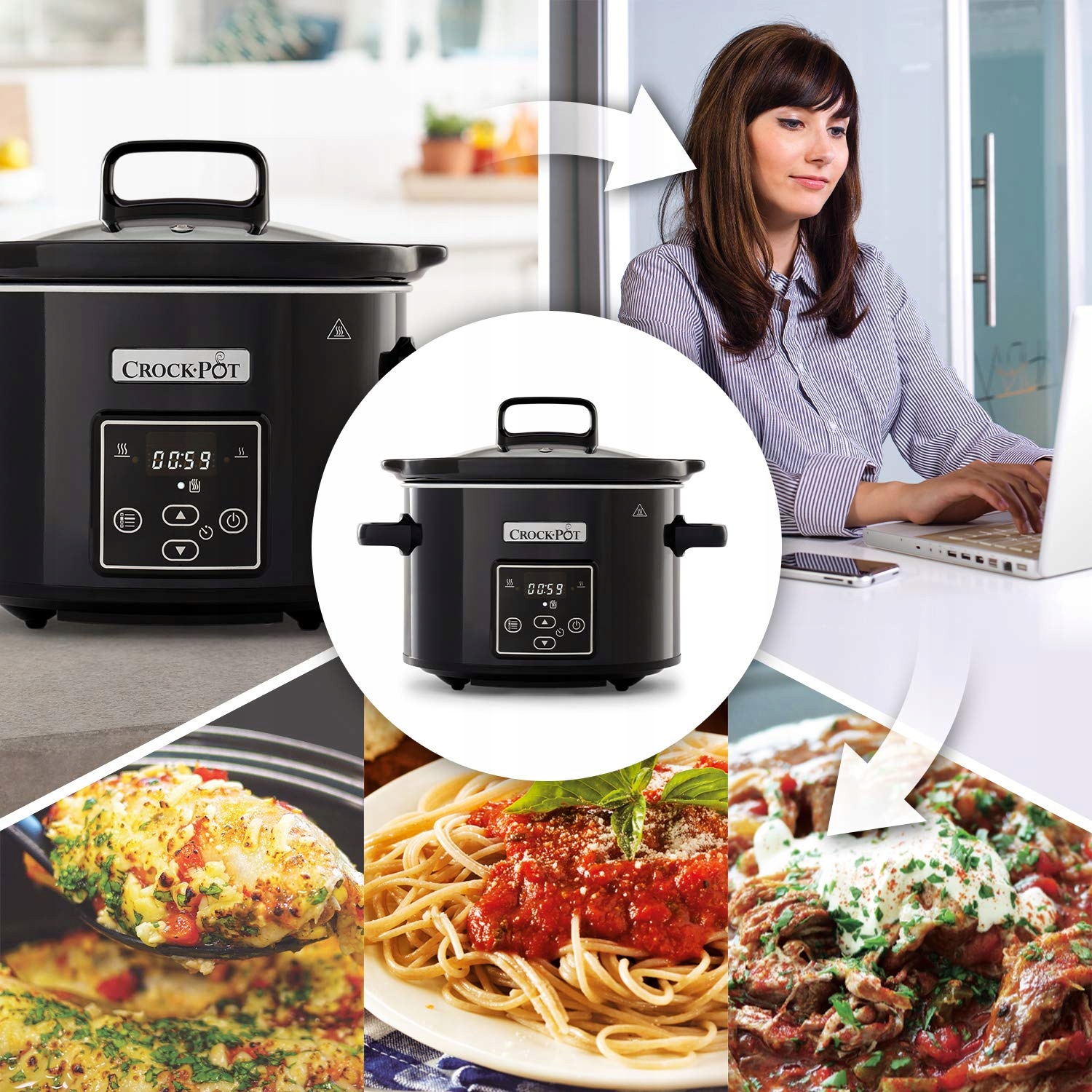 CROCKPOT Wolnowar Cyfrowy 2,4L Dla 1-2 Osób Funkcja Podtrzymania Ciepła — miniatura 7