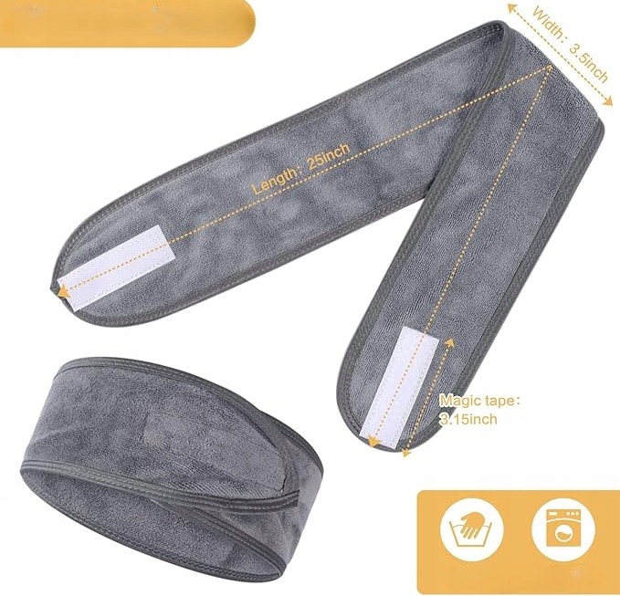 Páska Na Vlasy Mikrofibra Make-up Sprchová 3x Elastická Měkká Froté