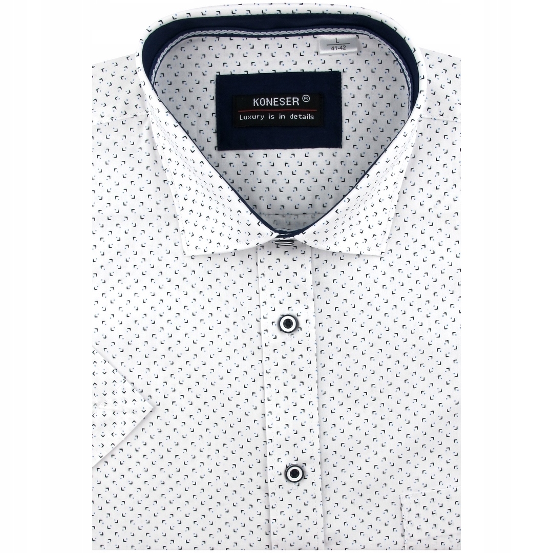 Koszula Męska Biała we wzorki Regular Koneser R272