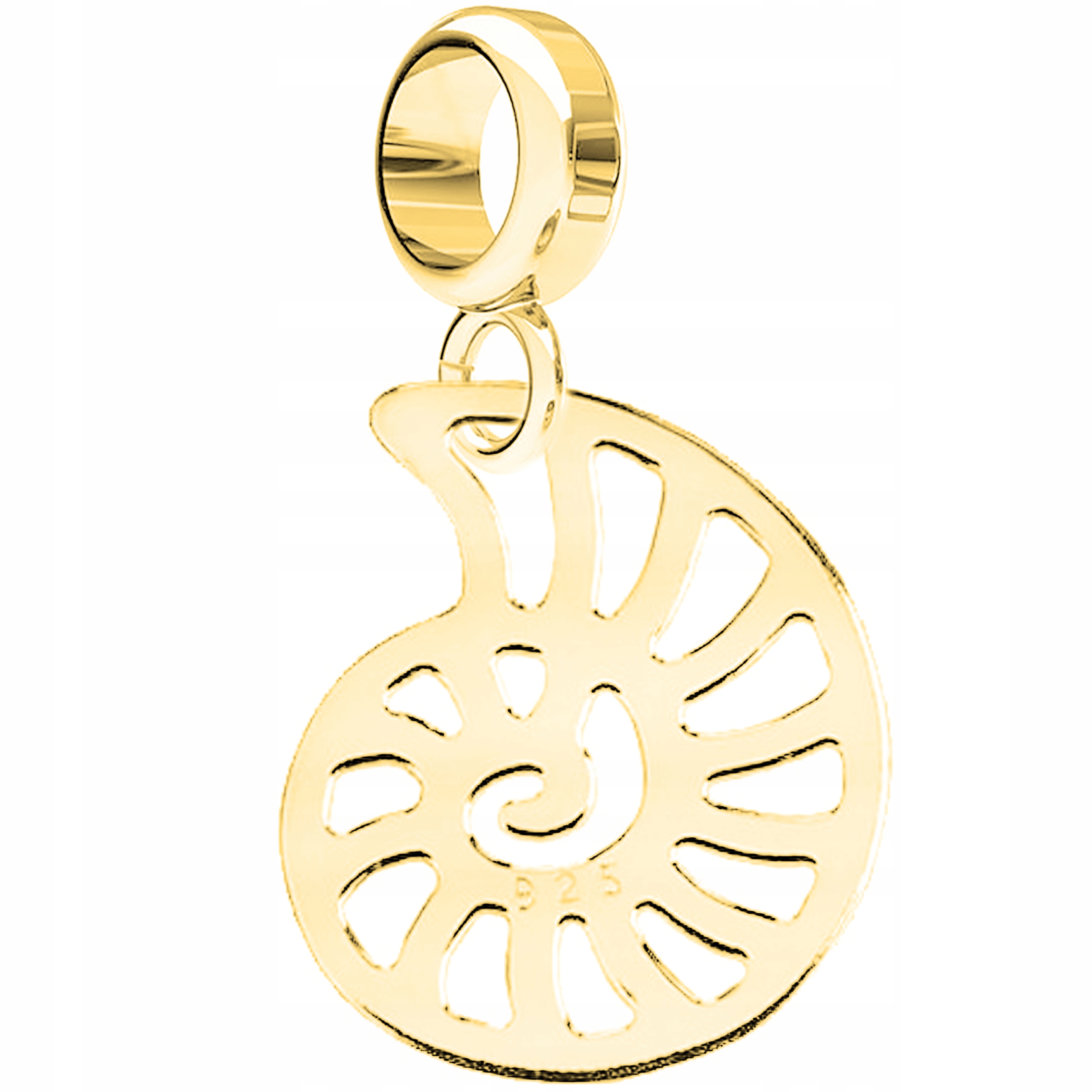 Charms Zlatý plech s ažurovou mušličkou Mušle Moře Pláž Stříbro 925