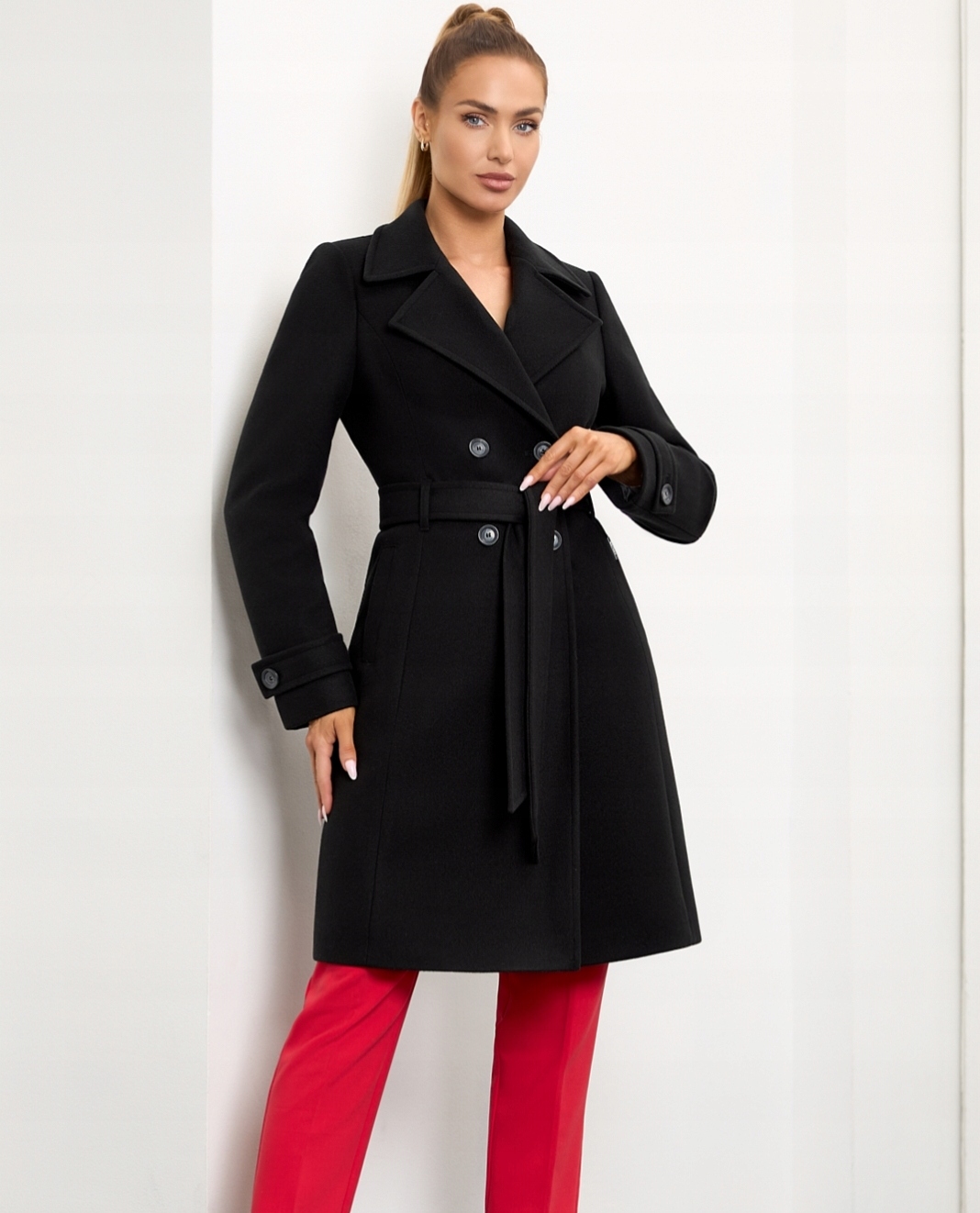 Zartex dámský kabát klasický dvouřadý Mila černý AW25 vel. 42