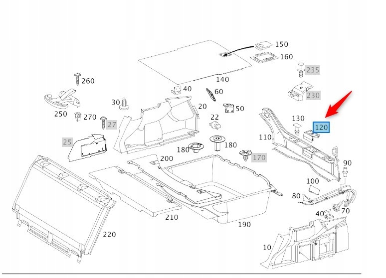 Klapka Záklopka Zámku Zadní Klapky Mercedes Cls C219 A2196900107