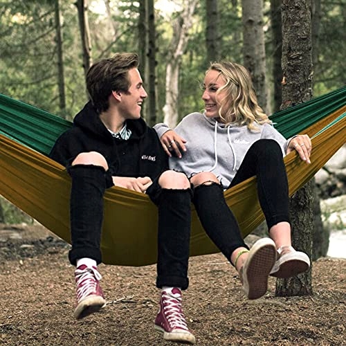 GLYMNIS Hamak Ultralekki Outdoor Podróżny z Linami i Karabińczykami Brąz Zi — miniatura 8