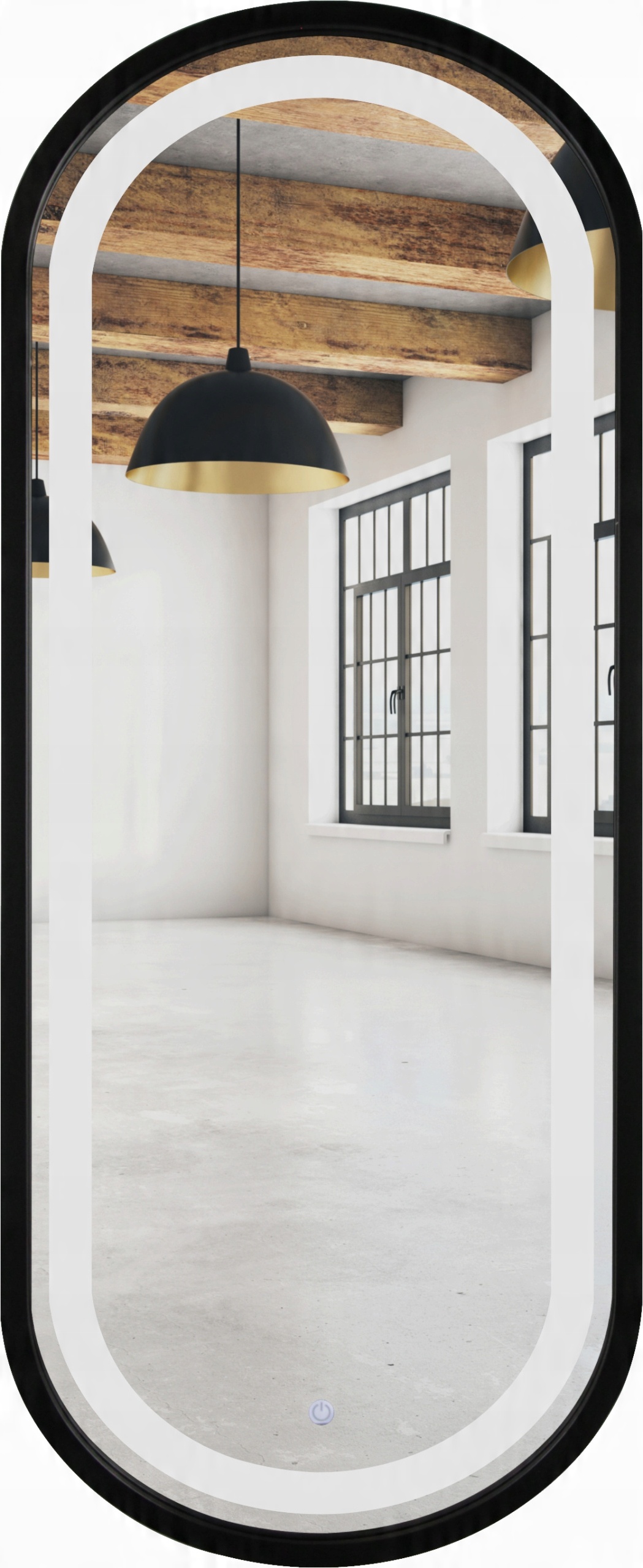 

Lustro Owalne Czarne Led Z Włącznikiem 55x120 CM