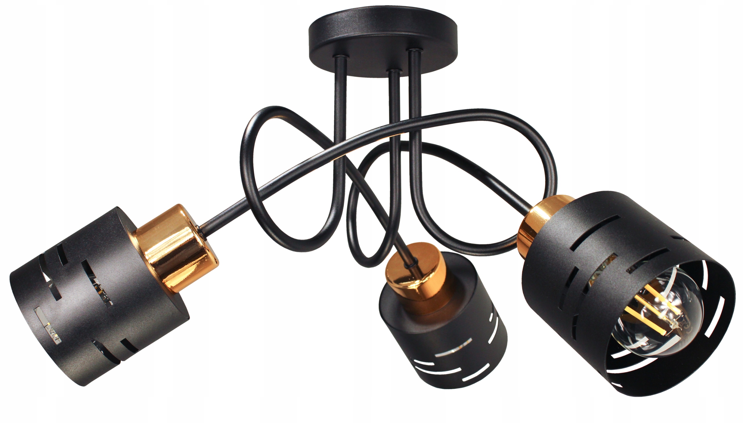 Nowoczesna Lampa Sufitowa Żyrandol Edison Elite Led Czarna Miedziana Copper