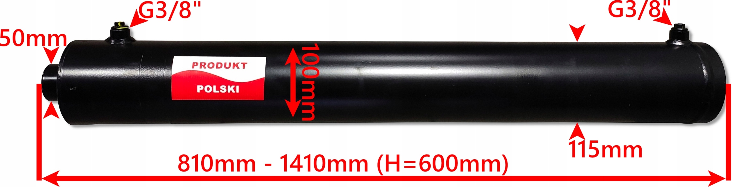 MOCNY SIŁOWNIK CYLINDER HYDR. SMTG 100x50 SKOK 600 Numer katalogowy części SMTG.100.50.600-00G,7G6