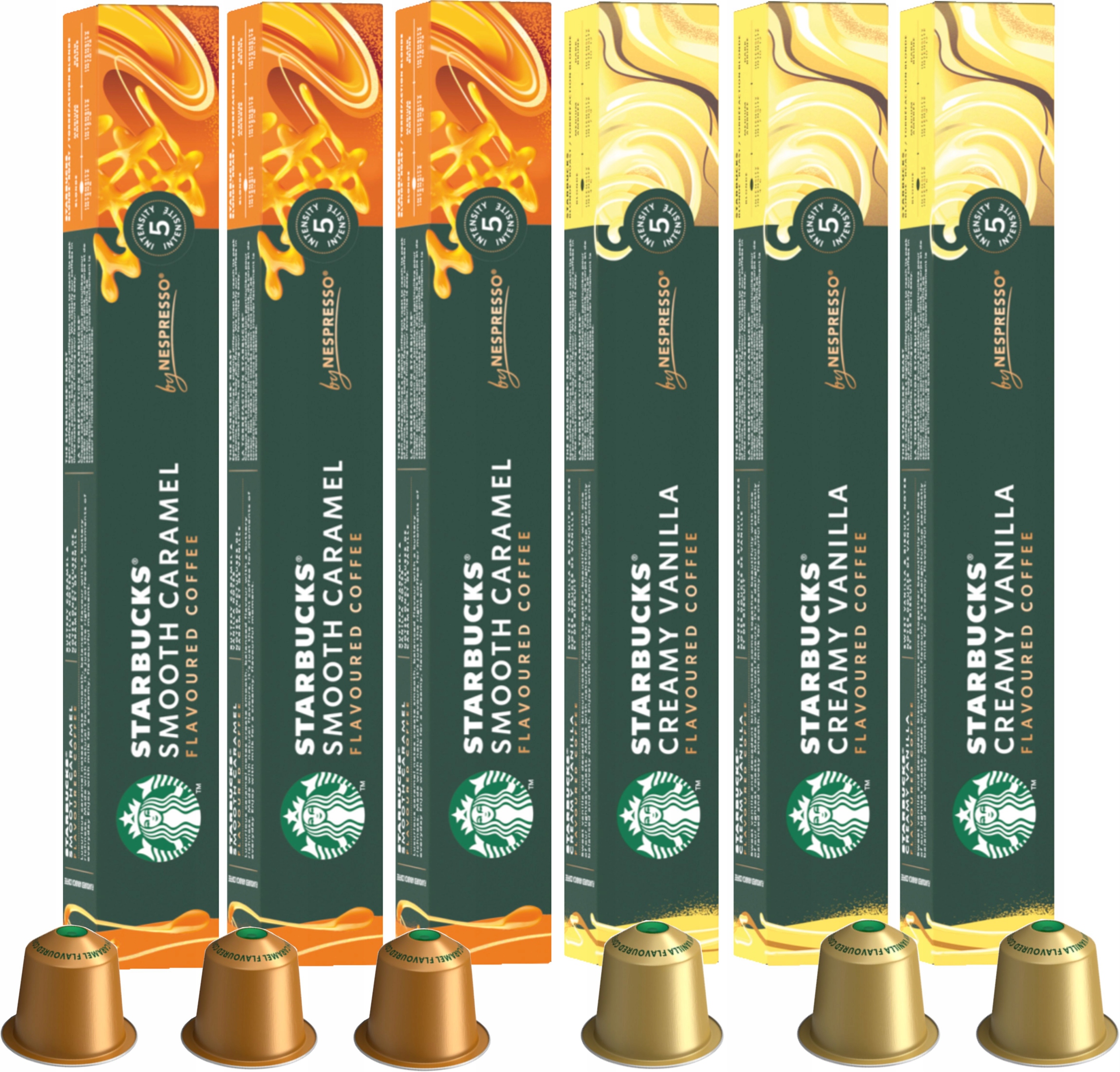Levně Kapsle do Nespresso Starbucks, sada Caramel a Vanilla, 6 balení po 10 kapslích