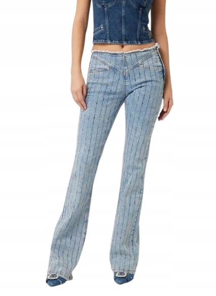 Guess Džíny S Pruhovaným Zvonem A Ozdobným Zakončením 27/34 Gmm