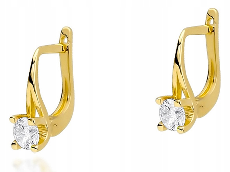 Zlaté náušnice 585 Elegantní S Brilianty 1,40g s diamanty pro ni 14k